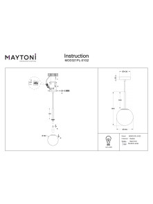 Lampa wisząca Basic form złota z mlecznobiałą szklaną kulą 18 cm