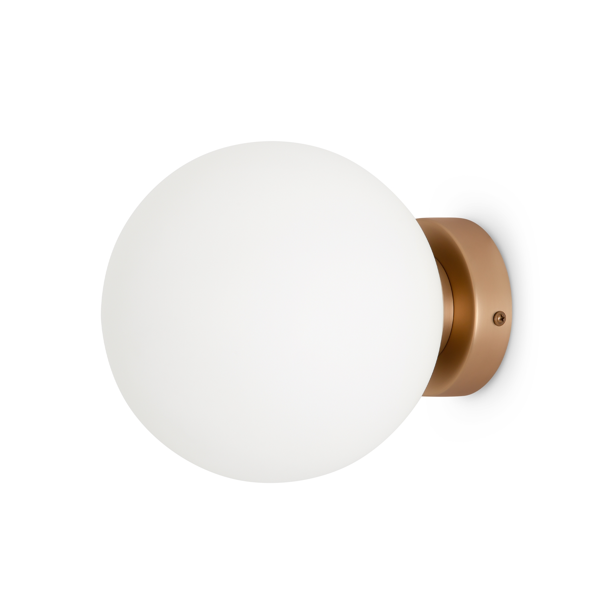 Minimalistyczny złoty kinkiet Basic form do salonu - mlecznobiała szklana kula 18 cm