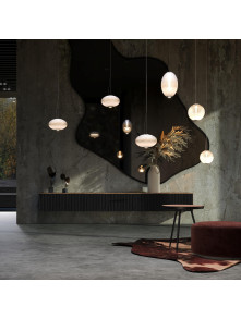 Lampa wisząca Bruma LED w chromie - bursztynowy kryształowy klosz, owalna, 2700K - Maytoni Lampa wisząca Bruma LED w chromie - bursztynowy kryształowy klosz, owalna, 2700K - Maytoni