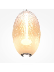 Lampa wisząca Bruma LED w chromie - bursztynowy kryształowy klosz, owalna, 2700K - Maytoni Lampa wisząca Bruma LED w chromie - bursztynowy kryształowy klosz, owalna, 2700K - Maytoni