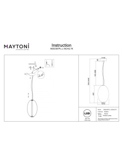 Lampa wisząca Bruma LED w chromie - bursztynowy kryształowy klosz, owalna, 2700K - Maytoni