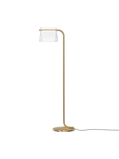 Designerska mosiężna lampa podłogowa Cabaret LED - transparentny klosz szklany 3000K Designerska mosiężna lampa podłogowa Cabaret LED - transparentny klosz szklany 3000K