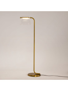 Designerska mosiężna lampa podłogowa Cabaret LED - transparentny klosz szklany 3000K Designerska mosiężna lampa podłogowa Cabaret LED - transparentny klosz szklany 3000K