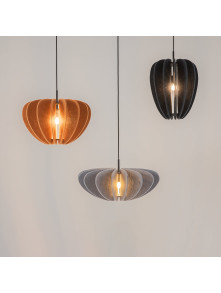Lampa wisząca Cambio nad stół - ażurowy filcowy klosz rdzawy brąz