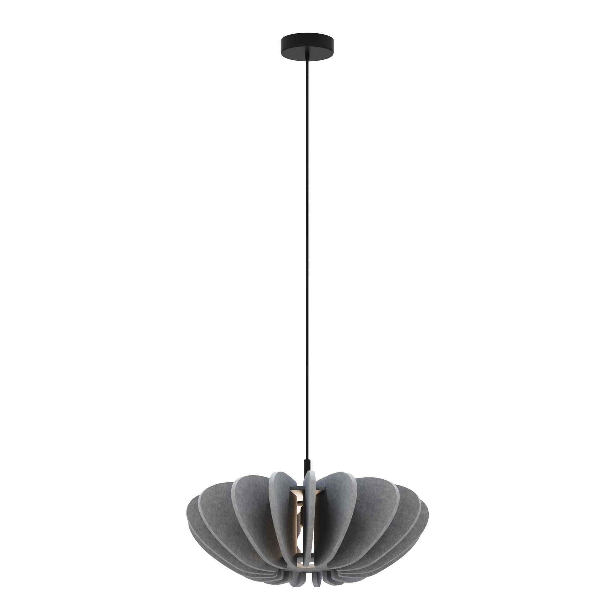 Lampa wisząca Cambio do salonu - szary filcowy klosz kwiatowy 58 cm