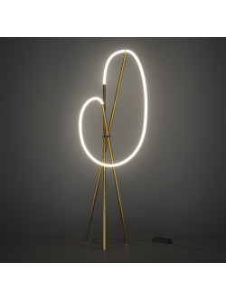 Designerska lampa podłogowa Crochet LED - złota świetlna pętla 3000K - Maytoni