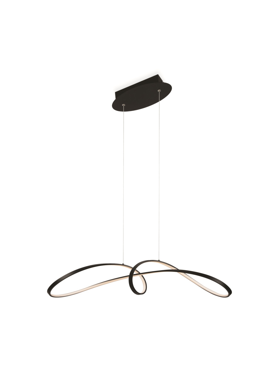Czarna lampa wisząca Curve LED do salonu - rzeźbiarska wstęga 2800lm, 4000K