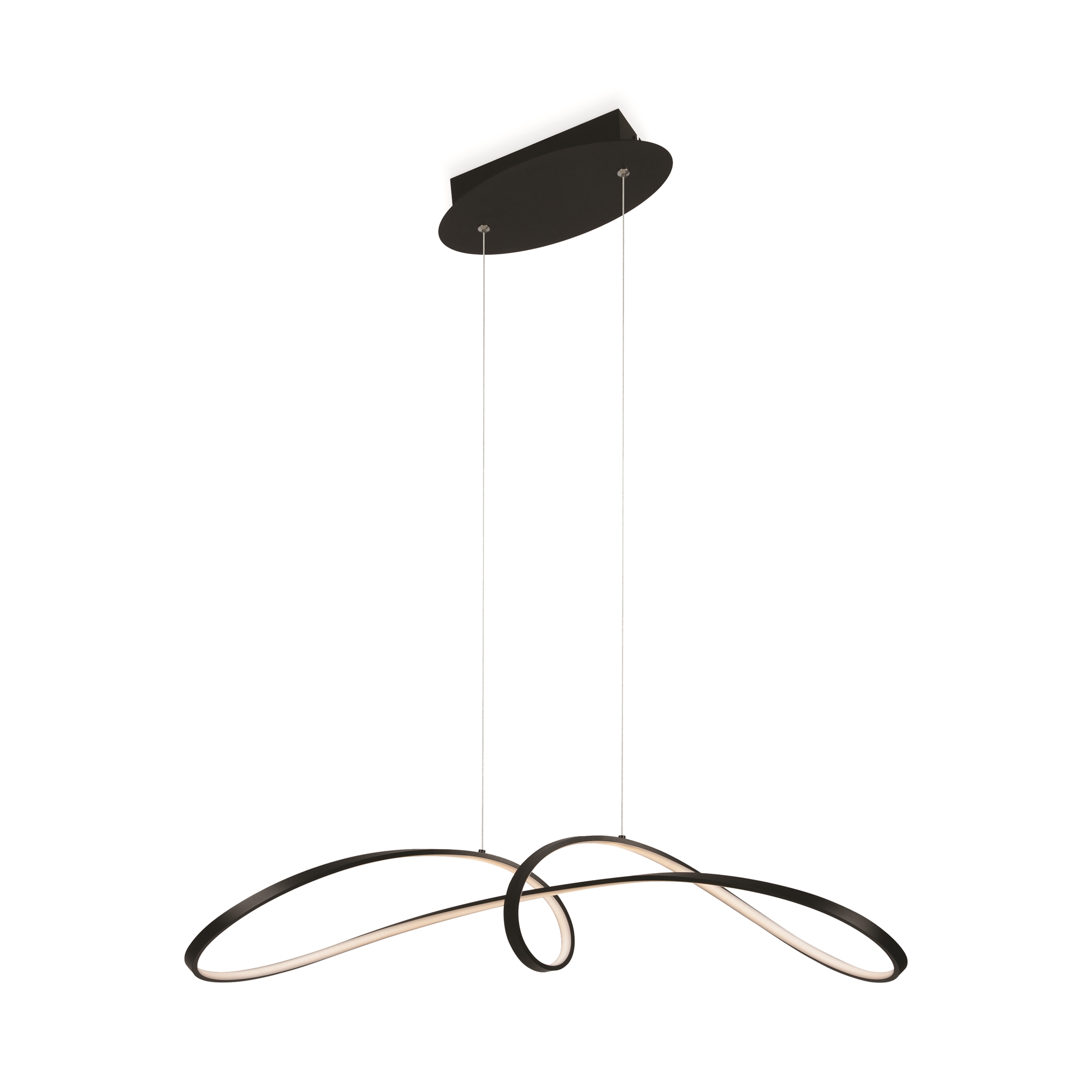 Czarna lampa wisząca Curve LED do salonu - rzeźbiarska wstęga 2800lm, 4000K
