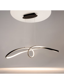 Czarna lampa wisząca Curve LED do salonu - rzeźbiarska wstęga 2800lm, 4000K Czarna lampa wisząca Curve LED do salonu - rzeźbiarska wstęga 2800lm, 4000K