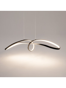 Czarna lampa wisząca Curve LED do salonu - rzeźbiarska wstęga 2800lm, 4000K Czarna lampa wisząca Curve LED do salonu - rzeźbiarska wstęga 2800lm, 4000K