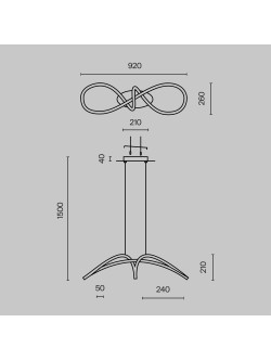 Czarna lampa wisząca Curve LED do salonu - rzeźbiarska wstęga 2800lm, 4000K