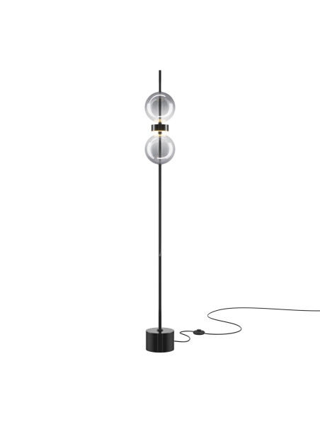 Designerska lampa podłogowa Double Moon LED 3000K - podwójne szklane kule - Maytoni Designerska lampa podłogowa Double Moon LED 3000K - podwójne szklane kule - Maytoni