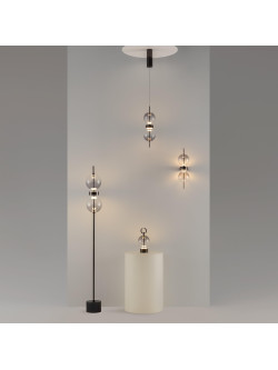 Designerska lampa podłogowa Double Moon LED 3000K - podwójne szklane kule - Maytoni