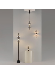 Designerska lampa podłogowa Double Moon LED 3000K - podwójne szklane kule - Maytoni Designerska lampa podłogowa Double Moon LED 3000K - podwójne szklane kule - Maytoni