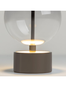 Designerska czarna lampka stołowa Double Moon LED - szklana kula z uchwytem, 3000K
