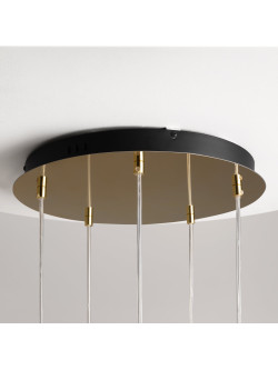 Żyrandol wiszący Drop LED 3000K - pięć szklanych zwisów w stylu glamour 9300 lm