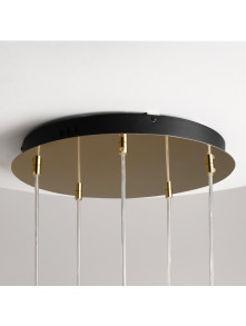 Żyrandol wiszący Drop LED 3000K - pięć szklanych zwisów w stylu glamour 9300 lm Żyrandol wiszący Drop LED 3000K - pięć szklanych zwisów w stylu glamour 9300 lm