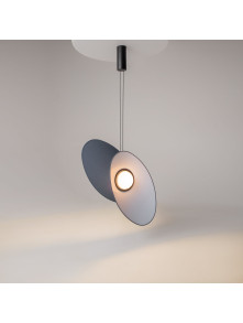 Designerska lampa wisząca Evolution LED 3000K - dwa asymetryczne dyski i kula 350lm Designerska lampa wisząca Evolution LED 3000K - dwa asymetryczne dyski i kula 350lm