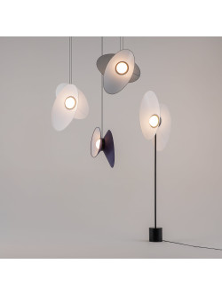 Designerska lampa wisząca Evolution LED 3000K - dwa asymetryczne dyski i kula 350lm
