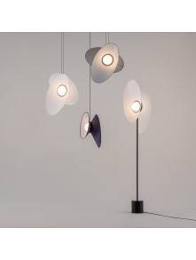 Designerska lampa wisząca Evolution LED 3000K - dwa asymetryczne dyski i kula 350lm Designerska lampa wisząca Evolution LED 3000K - dwa asymetryczne dyski i kula 350lm