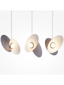 Designerska lampa wisząca Evolution LED 3000K - dwa asymetryczne dyski i kula 350lm Designerska lampa wisząca Evolution LED 3000K - dwa asymetryczne dyski i kula 350lm