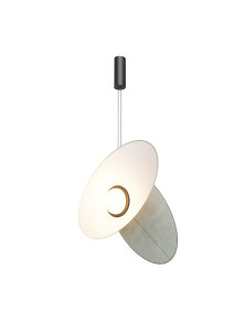 Designerska lampa wisząca Evolution LED 3000K - dwa asymetryczne dyski i kula 400lm