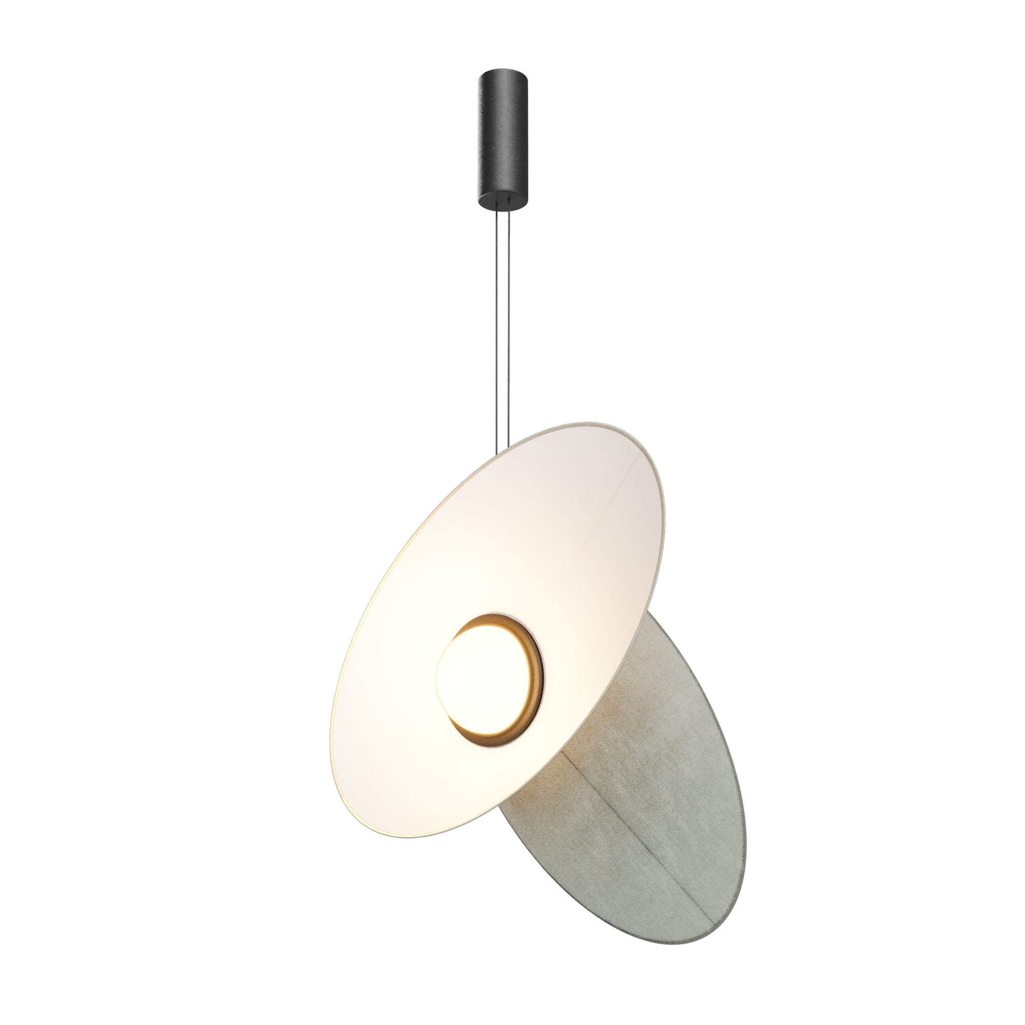 Designerska lampa wisząca Evolution LED 3000K - dwa asymetryczne dyski i kula 400lm
