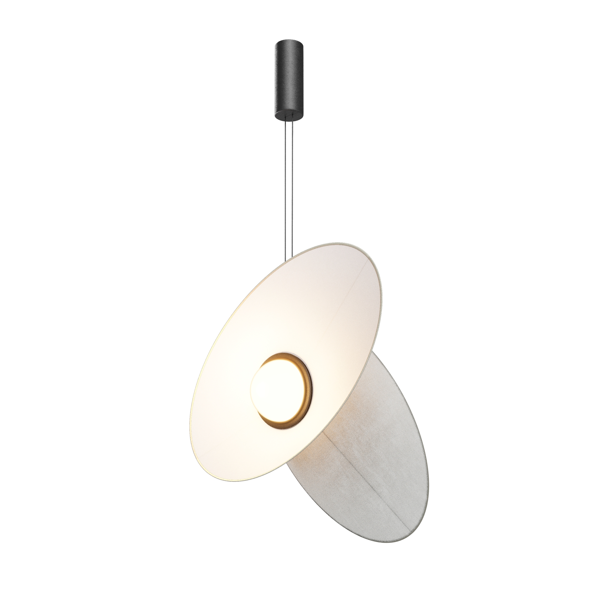 Designerska lampa wisząca Evolution LED 3000K - dwa asymetryczne dyski i kula 500lm
