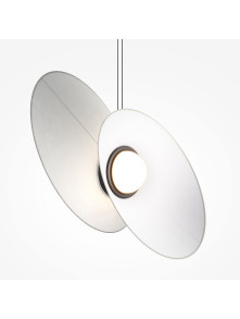 Designerska lampa wisząca Evolution LED 3000K - dwa asymetryczne dyski i kula 500lm Designerska lampa wisząca Evolution LED 3000K - dwa asymetryczne dyski i kula 500lm