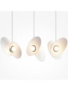 Designerska lampa wisząca Evolution LED 3000K - dwa asymetryczne dyski i kula 500lm Designerska lampa wisząca Evolution LED 3000K - dwa asymetryczne dyski i kula 500lm