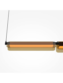 Lampa wisząca Flat LED nad wyspę - dwa bursztynowe szklane panele, 3000K, 2480 lm