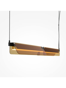 Lampa wisząca Flat LED nad wyspę - dwa bursztynowe szklane panele, 3000K, 2480 lm