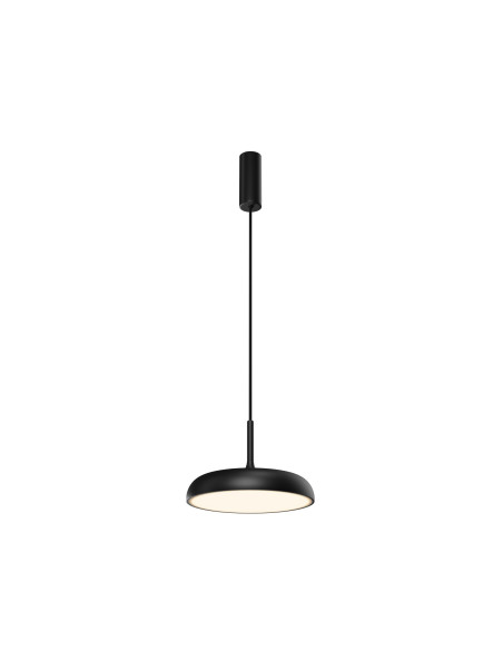 Minimalistyczna czarna lampa wisząca Gerhard LED do jadalni - płaski metalowy dysk 3000K 800 lm Minimalistyczna czarna lampa wisząca Gerhard LED do jadalni - płaski metalowy dysk 3000K 800 lm