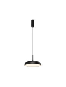Minimalistyczna czarna lampa wisząca Gerhard LED do jadalni - płaski metalowy dysk 3000K 800 lm