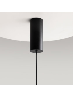Minimalistyczna czarna lampa wisząca Gerhard LED do jadalni - płaski metalowy dysk 3000K 800 lm