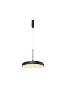 Minimalistyczna czarna lampa wisząca Gerhard LED - płaski dysk z dyfuzorem 3000K 1200 lm