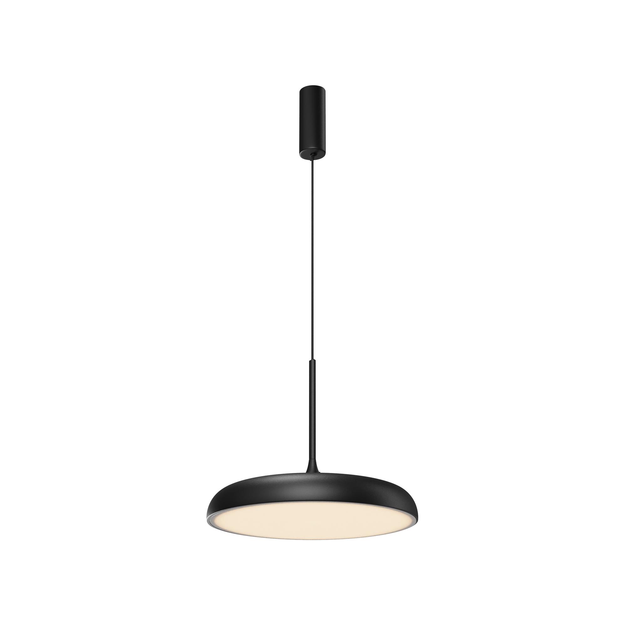 Minimalistyczna czarna lampa wisząca Gerhard LED - płaski dysk z dyfuzorem 3000K 1200 lm