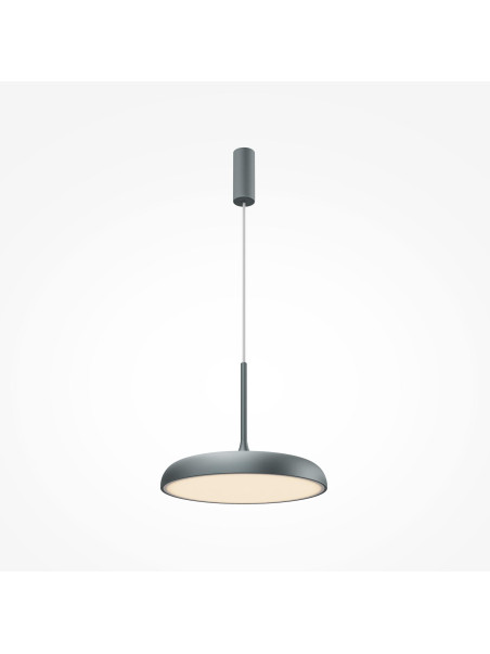 Minimalistyczna szara lampa wisząca Gerhard LED 3000K - płaski metalowy klosz dyskowy 1400 lm Minimalistyczna szara lampa wisząca Gerhard LED 3000K - płaski metalowy klosz dyskowy 1400 lm