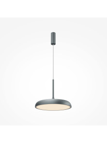 Minimalistyczna szara lampa wisząca Gerhard LED 3000K - płaski metalowy klosz dyskowy 1400 lm
