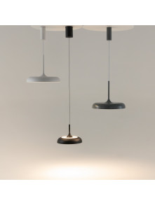 Minimalistyczna szara lampa wisząca Gerhard LED 3000K - płaski metalowy klosz dyskowy 1400 lm Minimalistyczna szara lampa wisząca Gerhard LED 3000K - płaski metalowy klosz dyskowy 1400 lm