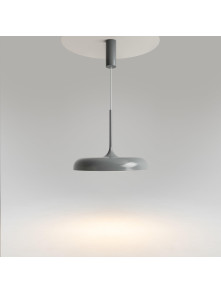 Minimalistyczna szara lampa wisząca Gerhard LED 3000K - płaski metalowy klosz dyskowy 1400 lm Minimalistyczna szara lampa wisząca Gerhard LED 3000K - płaski metalowy klosz dyskowy 1400 lm
