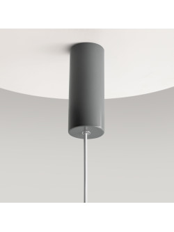 Minimalistyczna szara lampa wisząca Gerhard LED 3000K - płaski metalowy klosz dyskowy 1400 lm