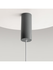 Minimalistyczna szara lampa wisząca Gerhard LED 3000K - płaski metalowy klosz dyskowy 1400 lm Minimalistyczna szara lampa wisząca Gerhard LED 3000K - płaski metalowy klosz dyskowy 1400 lm