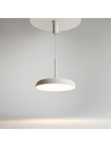 Minimalistyczna biała lampa wisząca Gerhard LED - płaski metalowy klosz 3000K 1400 lm