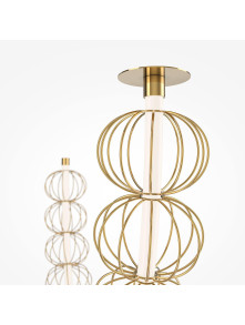 Designerski złoty żyrandol Golden Cage LED 3000K - ażurowe druciane kule 6400 lm
