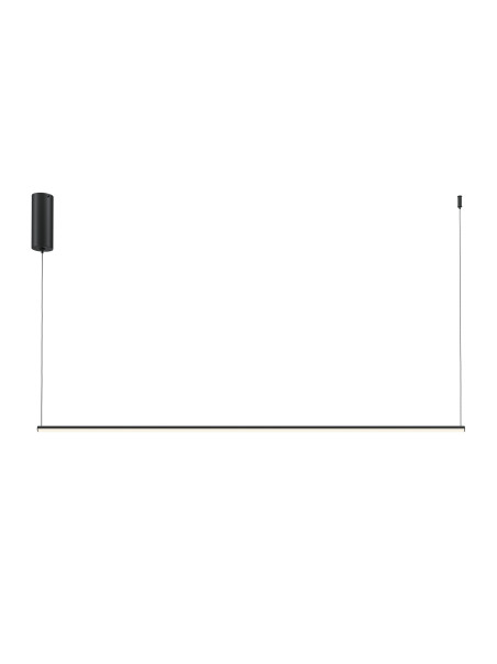 Minimalistyczna czarna lampa wisząca Halo LED nad wyspę - smukła listwa świetlna 120 cm, CCT 3000/4000K Minimalistyczna czarna lampa wisząca Halo LED nad wyspę - smukła listwa świetlna 120 cm, CCT 3000/4000K