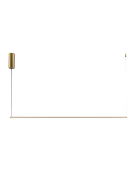 Minimalistyczna lampa wisząca Halo LED nad wyspę - złota tuba 120 cm, CCT 3000/4000K Minimalistyczna lampa wisząca Halo LED nad wyspę - złota tuba 120 cm, CCT 3000/4000K