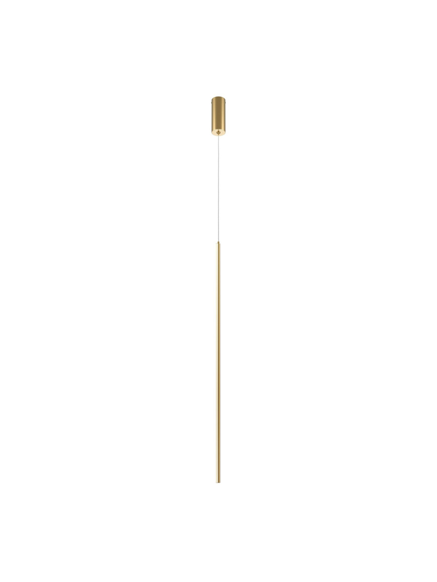 Minimalistyczna lampa wisząca Halo LED w kolorze mosiądzu - smukła tuba, CCT 3000/4000K