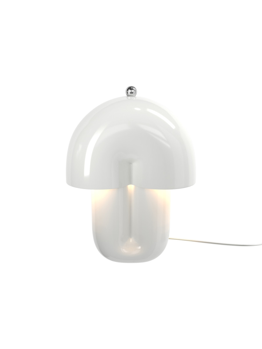 Biała ceramiczna lampa stołowa Hope LED - kopułowy klosz w stylu retro 70s, 3000K