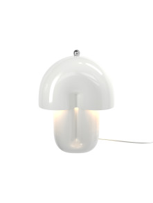Biała ceramiczna lampa stołowa Hope LED - kopułowy klosz w stylu retro 70s, 3000K